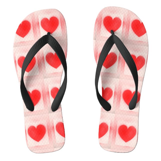 Be my Valentine red heart note  Flip Flops (Footbed)