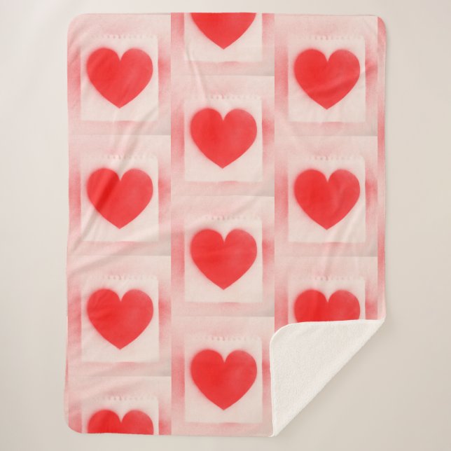 Be my Valentine red heart note Notebook love heart Sherpa Blanket (Front)