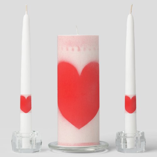 Be my Valentine red heart note Unity Candle Set