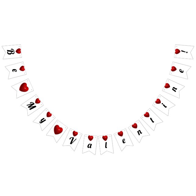Be My Valentine! Red Hearts Bunting Flags (All)