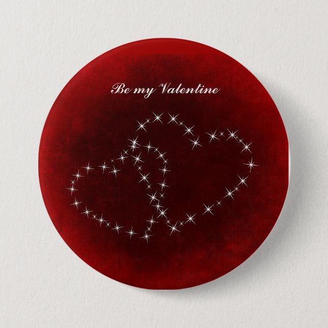 Be my Valentine Red Hearts Button (Front)