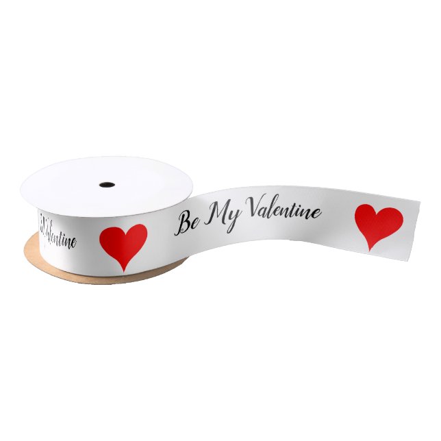 Be My Valentine Red Hearts  Satin Ribbon (Spool)