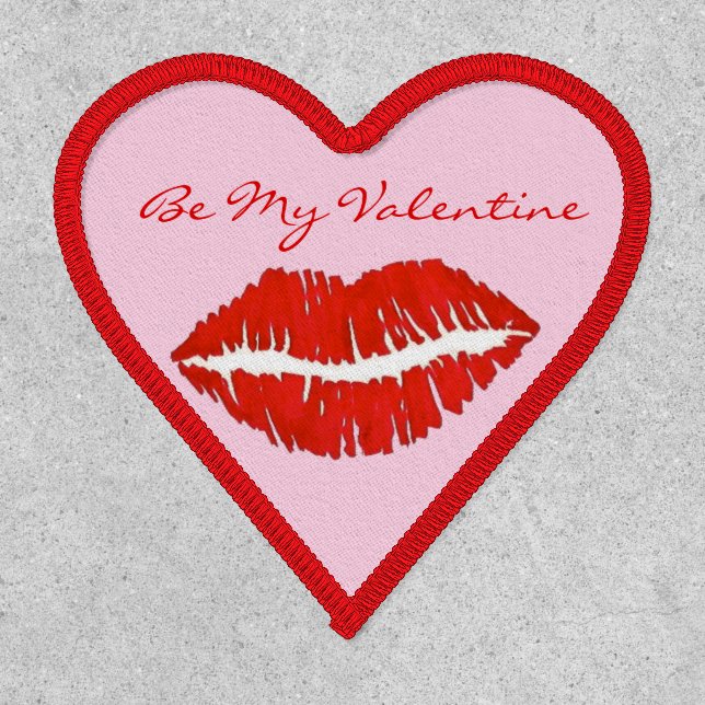 Be My Valentine Red Lipstick Kiss Love Lip Print Patch (Front)