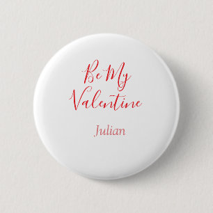Be my valentine red name elegant love couple button
