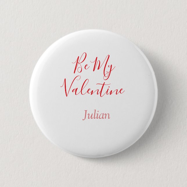 Be my valentine red name elegant love couple  button (Front)