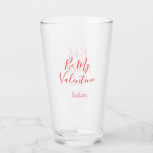 Be my valentine red name elegant love couple glass