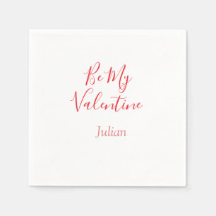 Be my valentine red name elegant love couple  napkins