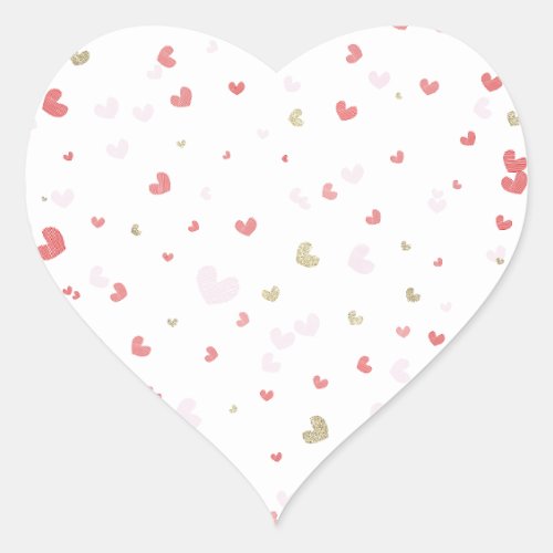 Be My Valentine Red Pink Gold Heart Party Heart Sticker