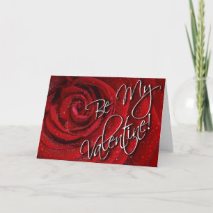Be My Valentine Red Rose Card - Blank Inside