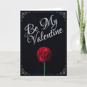 Be My Valentine - Red Rose Dark Card