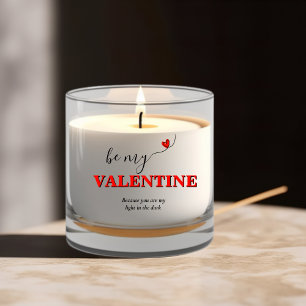 Be My Valentine Red Script Love Heart Scented Candle