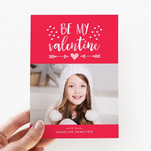 Be My Valentine Red Valentines Day Photo Card