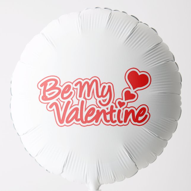 Be My Valentine red & white graphic  Balloon (Front)