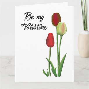 Be My Valentine Red & Yellow tulip design Card