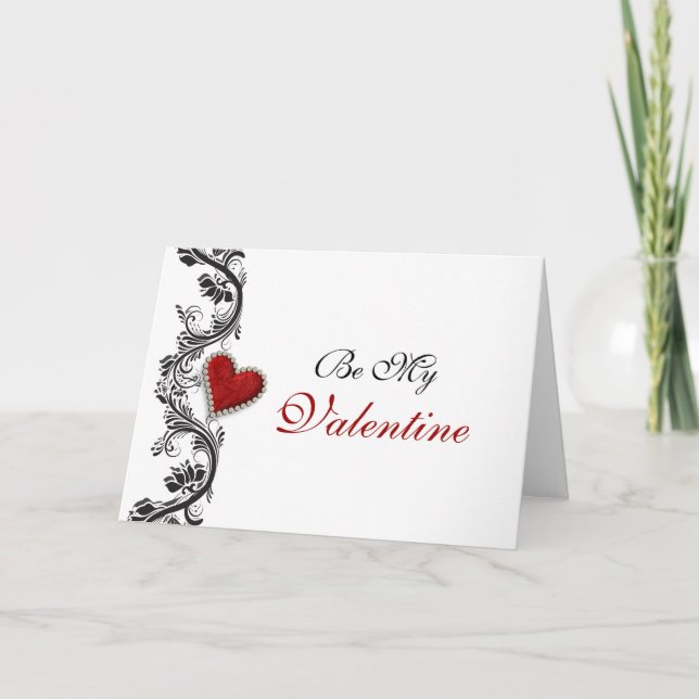 "Be my Valentine" romantic red heart Holiday Card (Front)