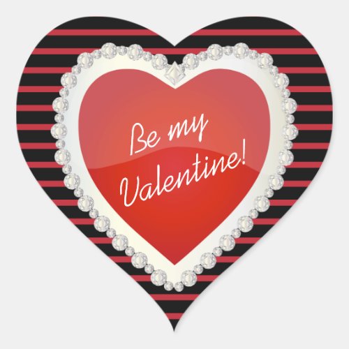 Be My Valentine Shiny Red Heart Heart Sticker