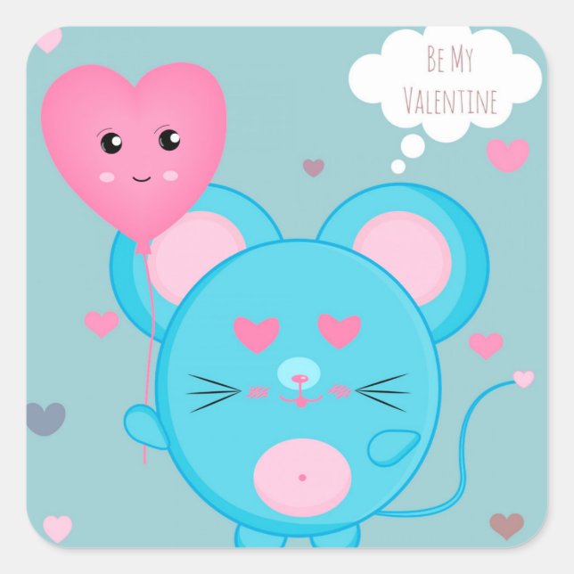 Be My Valentine Square Sticker (Front)