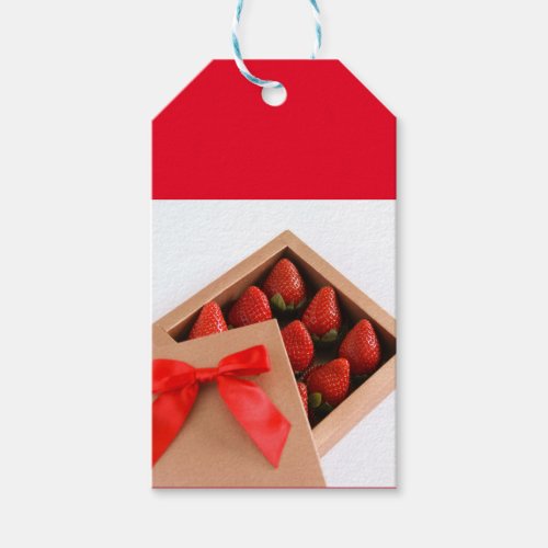 Be my Valentine Strawberry red bow box Gift Tags