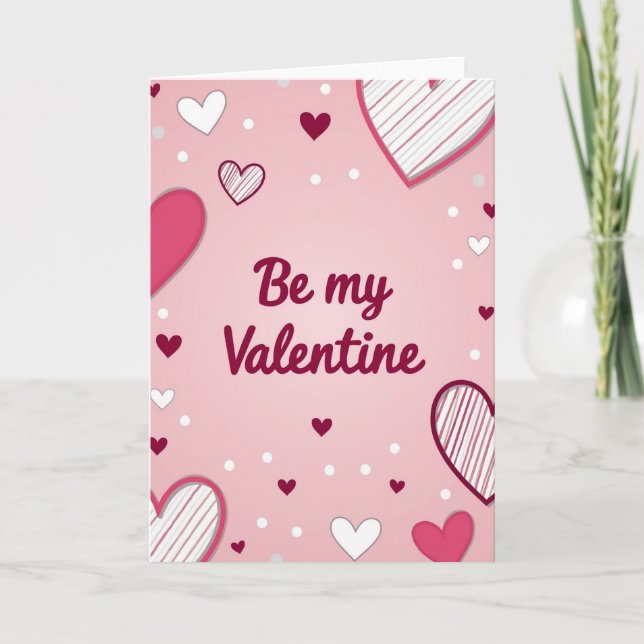 Be My Valentine Striped Heart Card (Front)