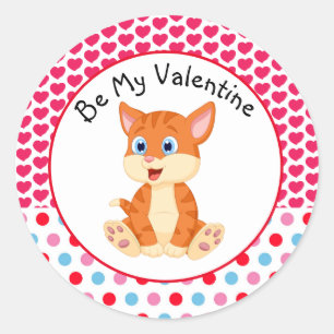 Be My Valentine Striped Kitten Sticker