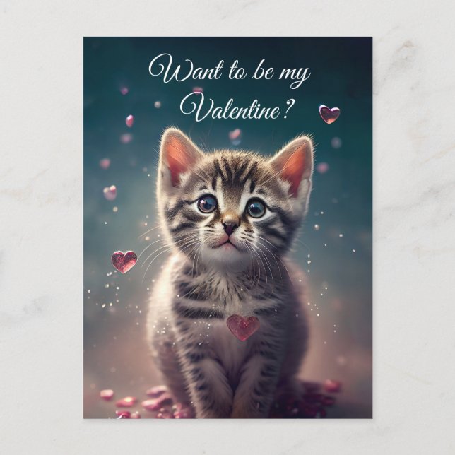 Be My Valentine - Sweet Little Kitten Love Postcard (Front)