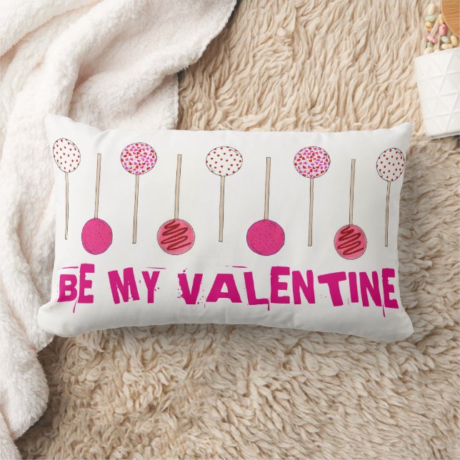 Be My Valentine Sweet Pink Cake Pops Bakery Food Lumbar Pillow (Blanket)