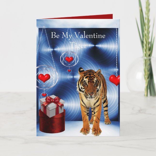 Be My Valentine Tiger Holiday Card (Front)