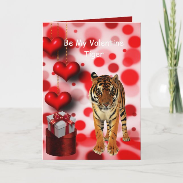 Be My Valentine Tiger Holiday Card (Front)