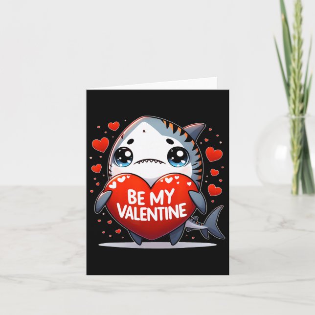 Be My Valentine Tiger Shark Heart  Card (Front)