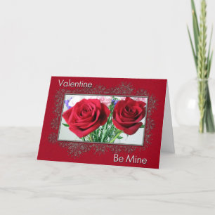 Be My Valentine Twin Roses Holiday Card
