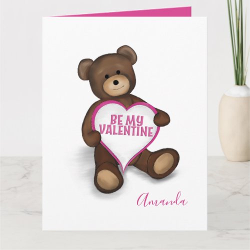Be My Valentine Vintage Cute Teddy Bear  Card