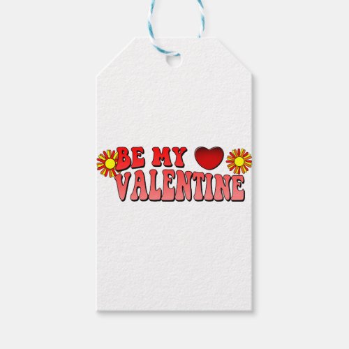 Be My Valentine Vintage Groovy Text Gift Tags