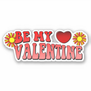 Be My Valentine Vintage Groovy Text Sticker