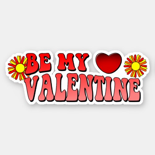 Be My Valentine Vintage Groovy Text Sticker