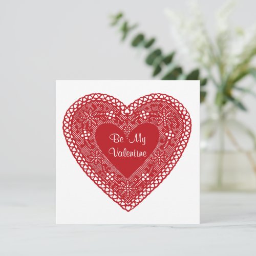 Be My Valentine Vintage Lace Heart Card