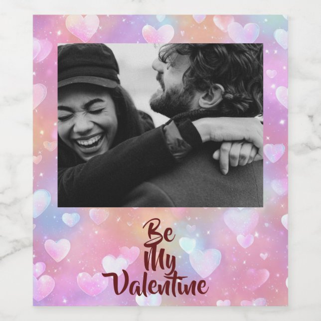 Be My Valentine Wine Label — Upload Your Photo (Single Label)