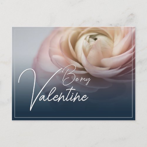 Be my Valentine with big pink rose Holiday Postcar