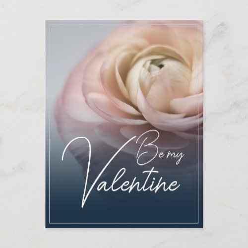 Be my Valentine with big pink rose Holiday Postcard