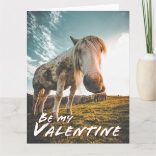 Be my Valentine with looking Horse Card