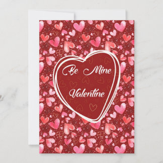Be My Valentine, with Pink Hearts Holiday Card