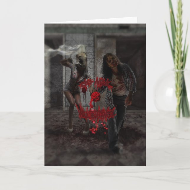 Be My Valentine Zombie Couple Holiday Card (Front)