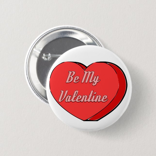 Be My Valentines Candy Heart Drawing Button (Front & Back)