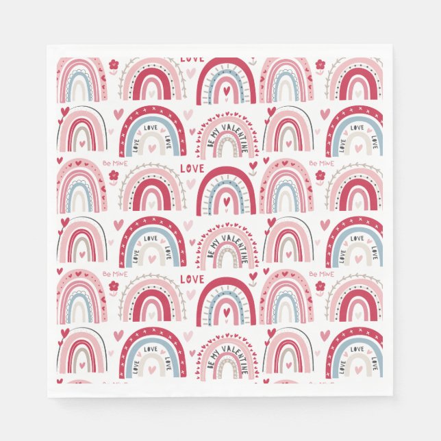 Be My Valentines Day Rainbow  Napkins (Front)