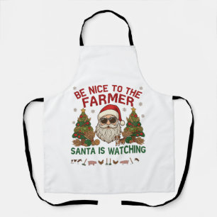 Be Nice Farmer Santa Christmas Farm Animals Apron