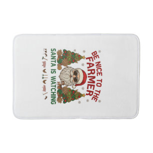 Be Nice Farmer Santa Christmas Farm Animals Bath Mat
