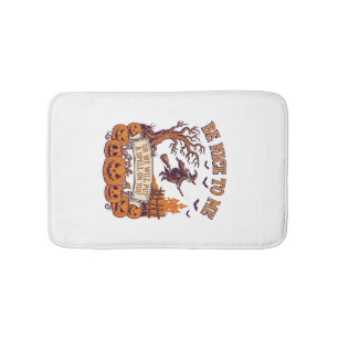 Be Nice Me Halloween Witch Broom Pumpkins_1 Bath Mat