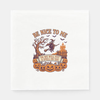 Be Nice Me Halloween Witch Broom Pumpkins_1 Napkins
