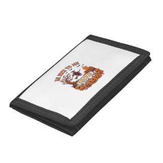 Be Nice Me Halloween Witch Broom Pumpkins_1 Trifold Wallet