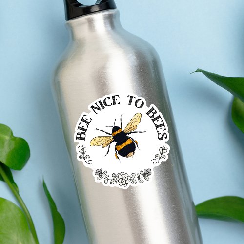 Be Nice to Bees Cute Bumblebee Sticker