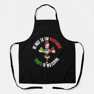 Be Nice To The Bartender Funny Santa Claus Gift Apron